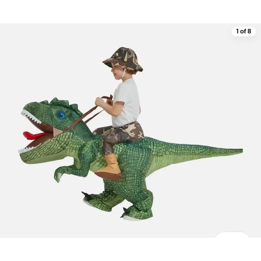 New in Box One Casa Inflatable Ride T-Rex Dinosaur Costume (Child Size 7-10 Yrs)
